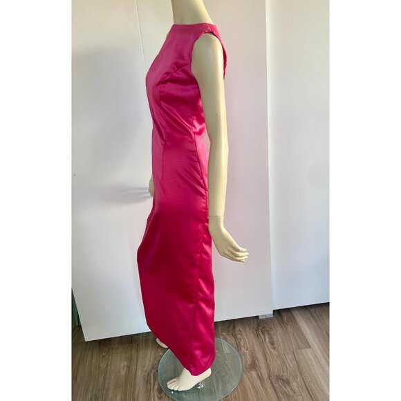 1990s Jessica McClintock Dress, Size 6, Hot Pink Sheath Dress - Picture 8 of 9